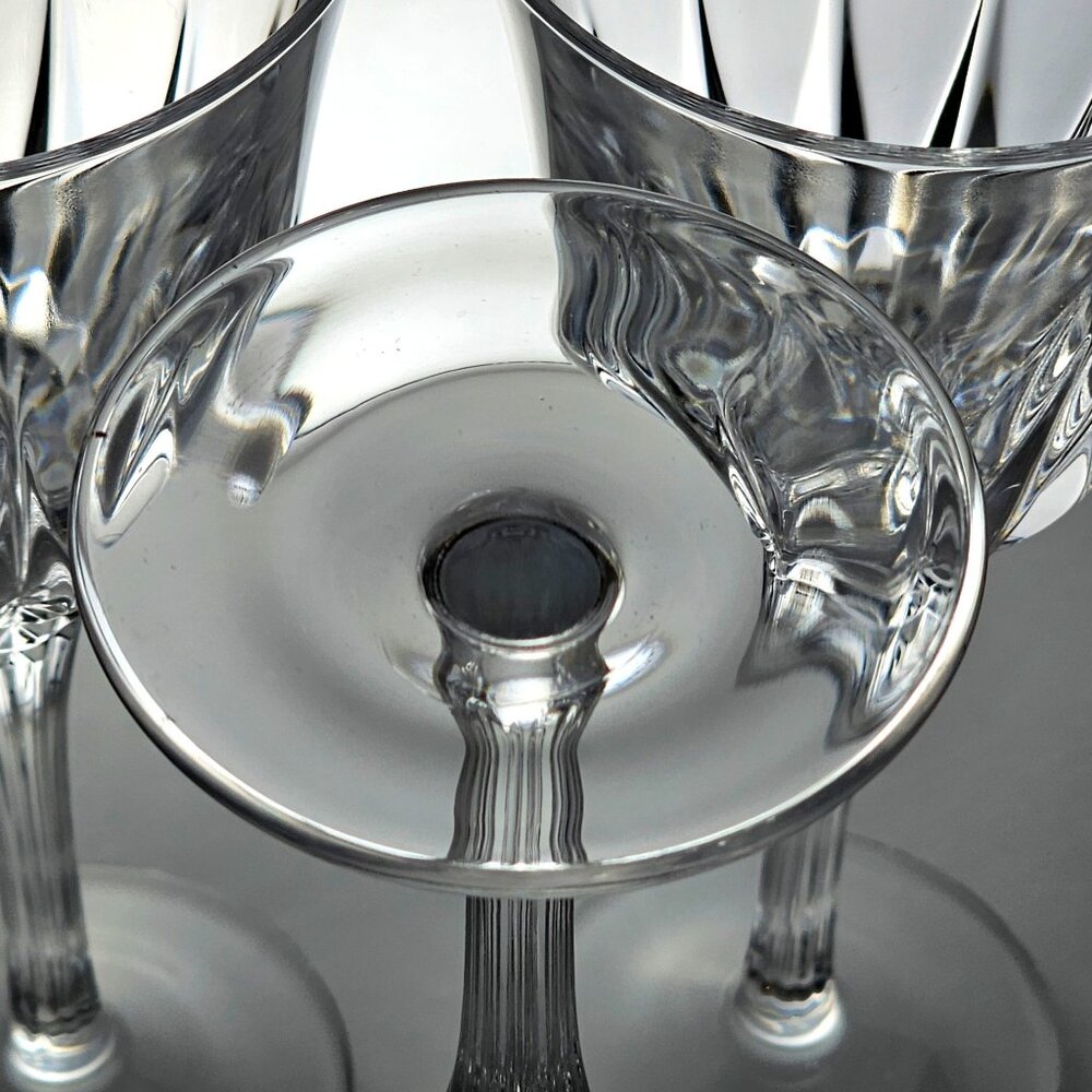 3 Cristal d'Arques Castel Water Glasses 8" France fine crystal diamond cut stem - Picture 6 of 10
